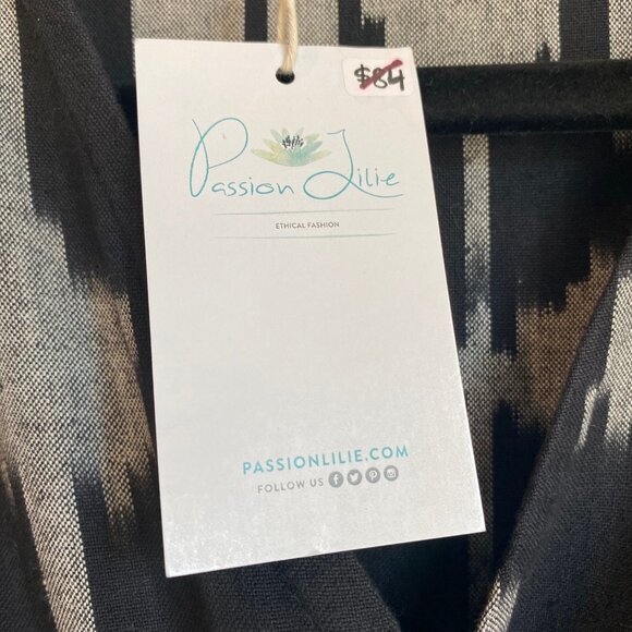 Fair Trade Genuine Ikat Black Wrap Dress 100% Cotton NWT Medium Passion Lilie - Picture 6 of 13